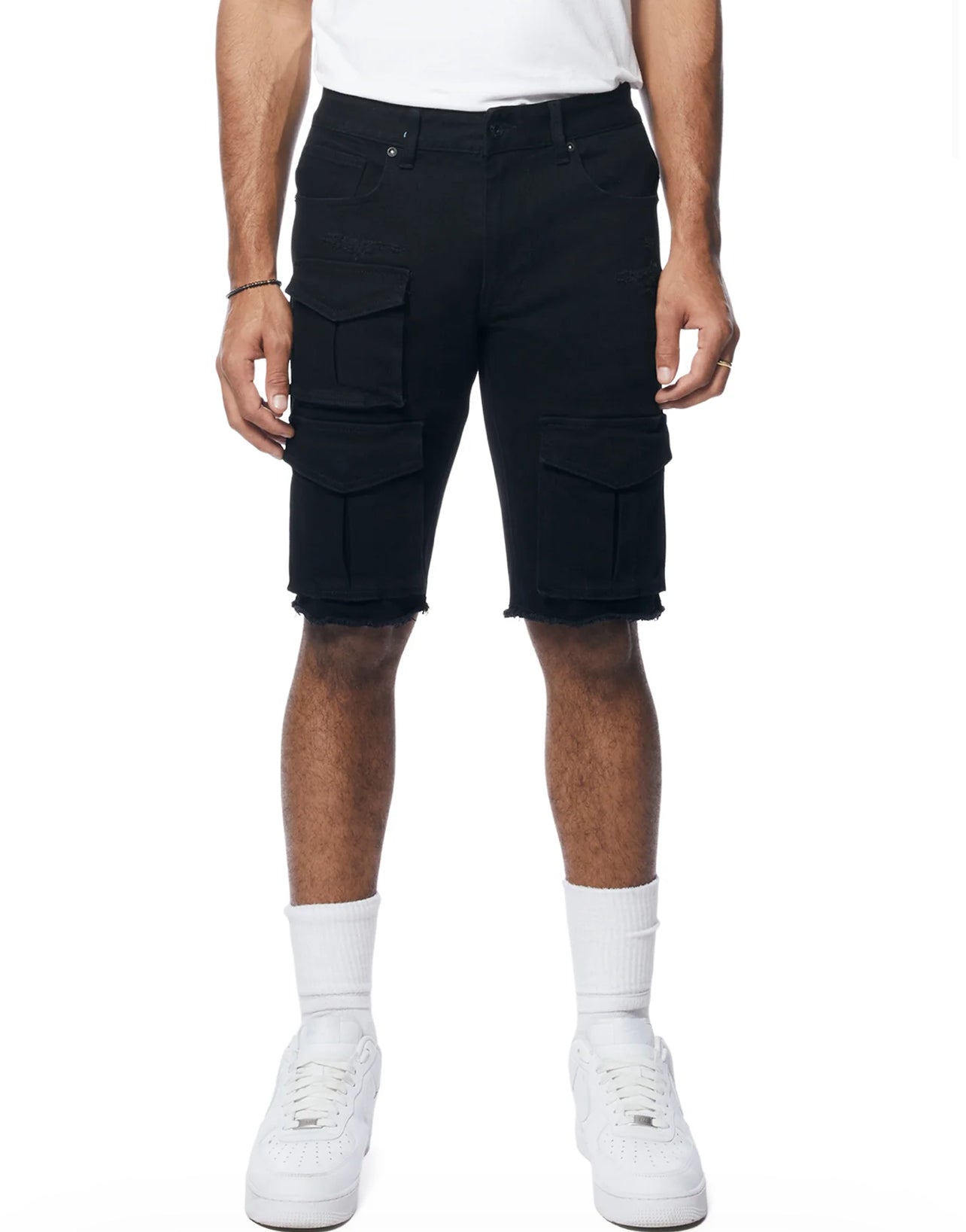 SMOKE RISE JET BLACK CARGO SHORTS 131