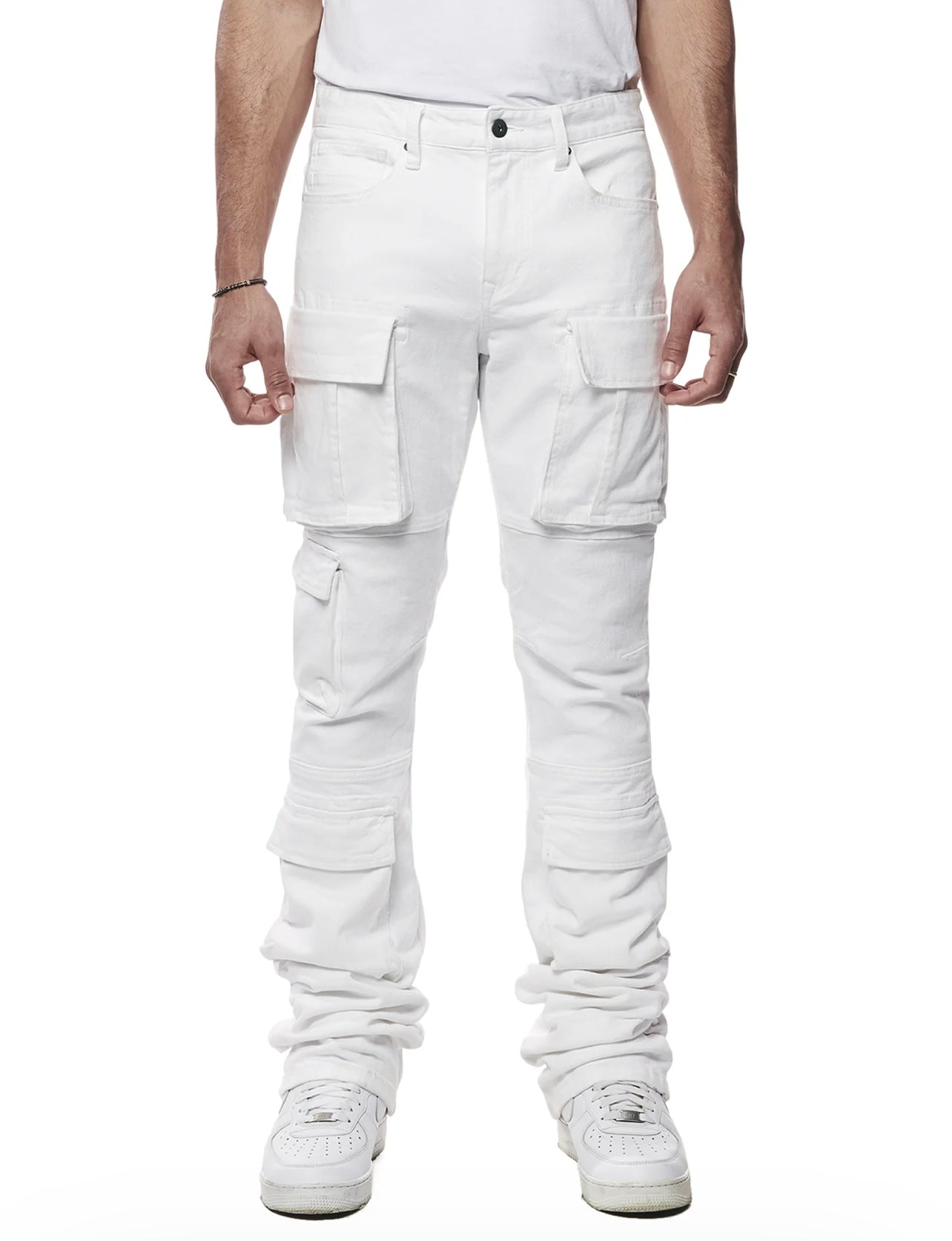 SMOKE RISE STACKED FLARE FIT WHITE 143