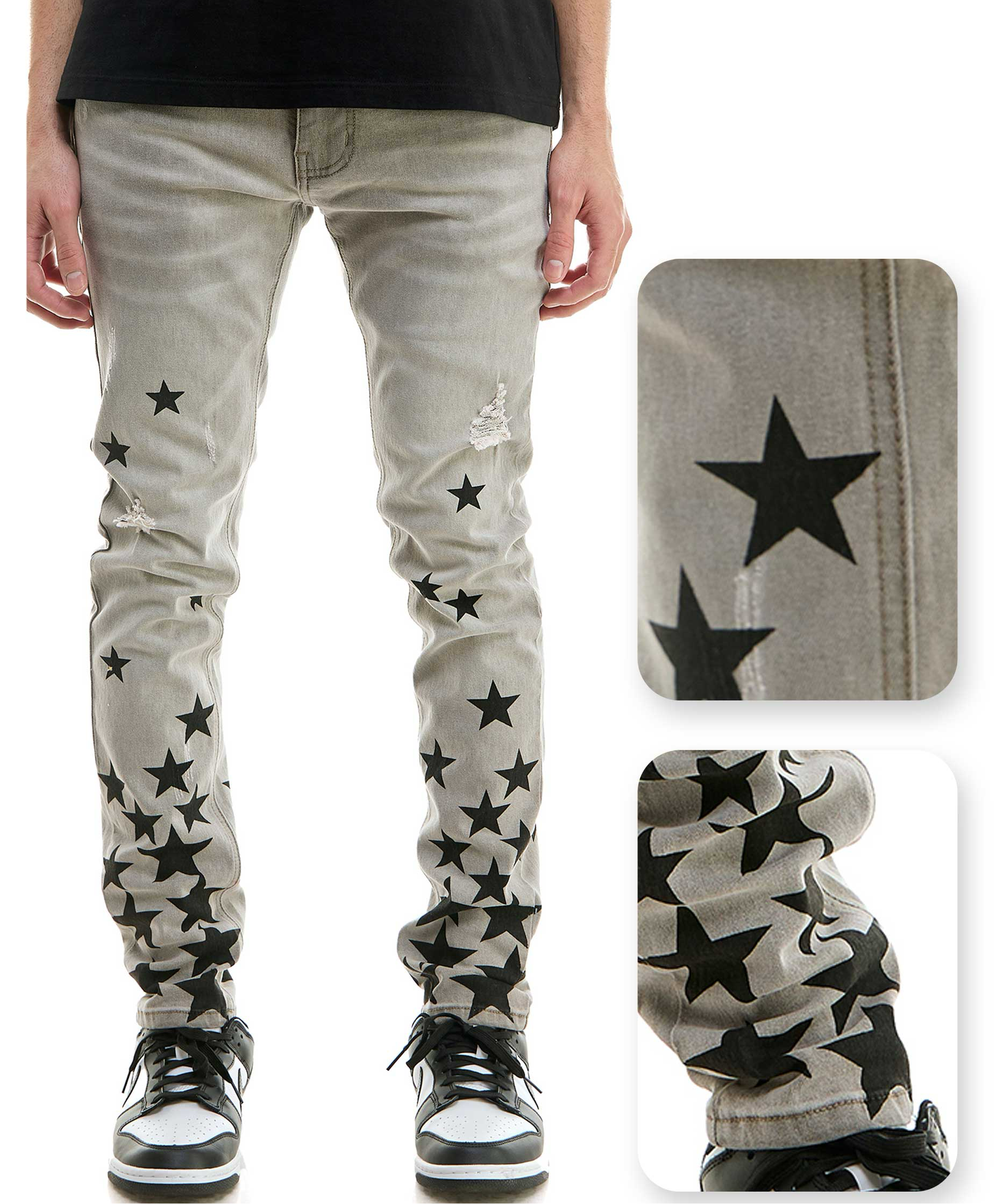 KDNK PRINTED STARS PANTS GREY 4561