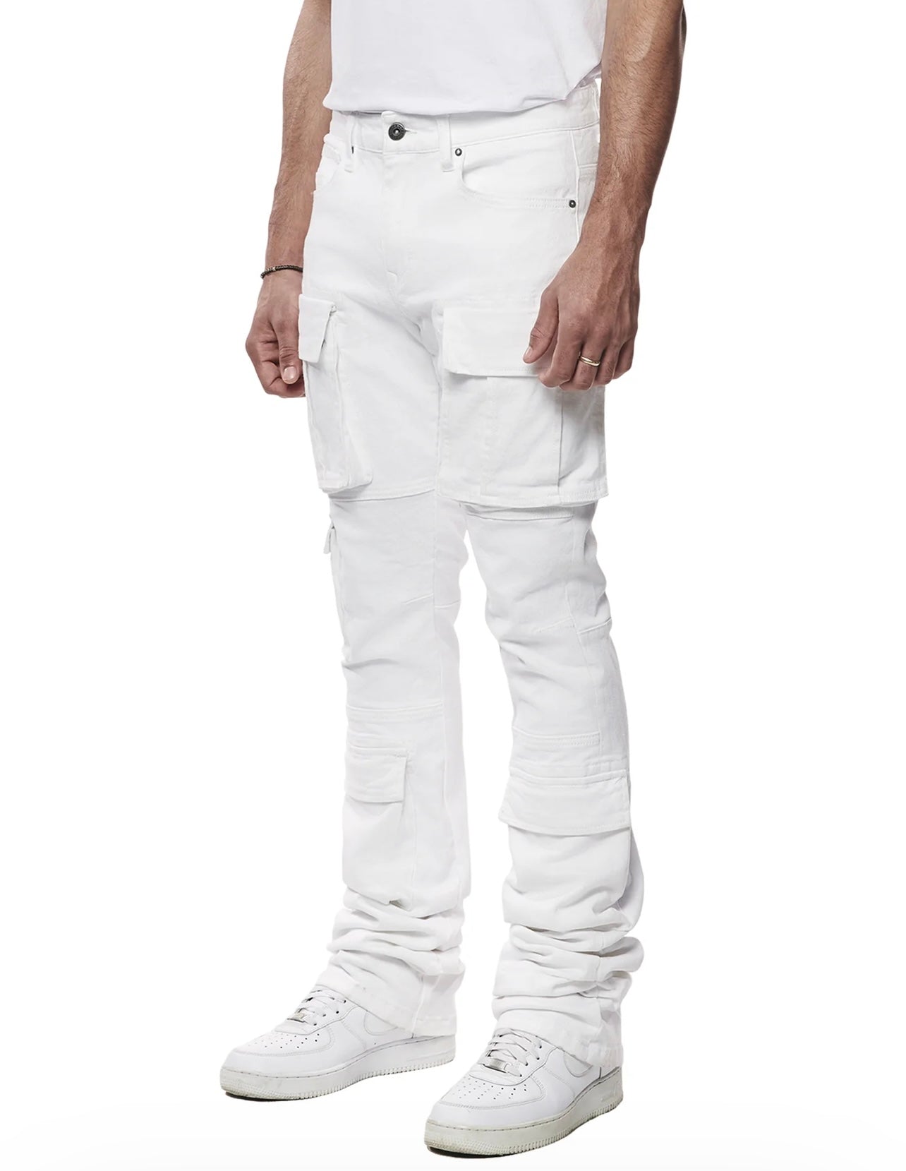 SMOKE RISE STACKED FLARE FIT WHITE 143