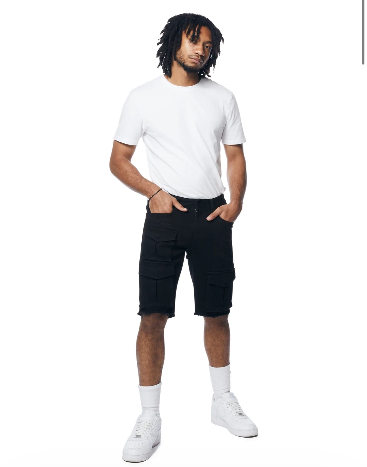 SMOKE RISE JET BLACK CARGO SHORTS 131