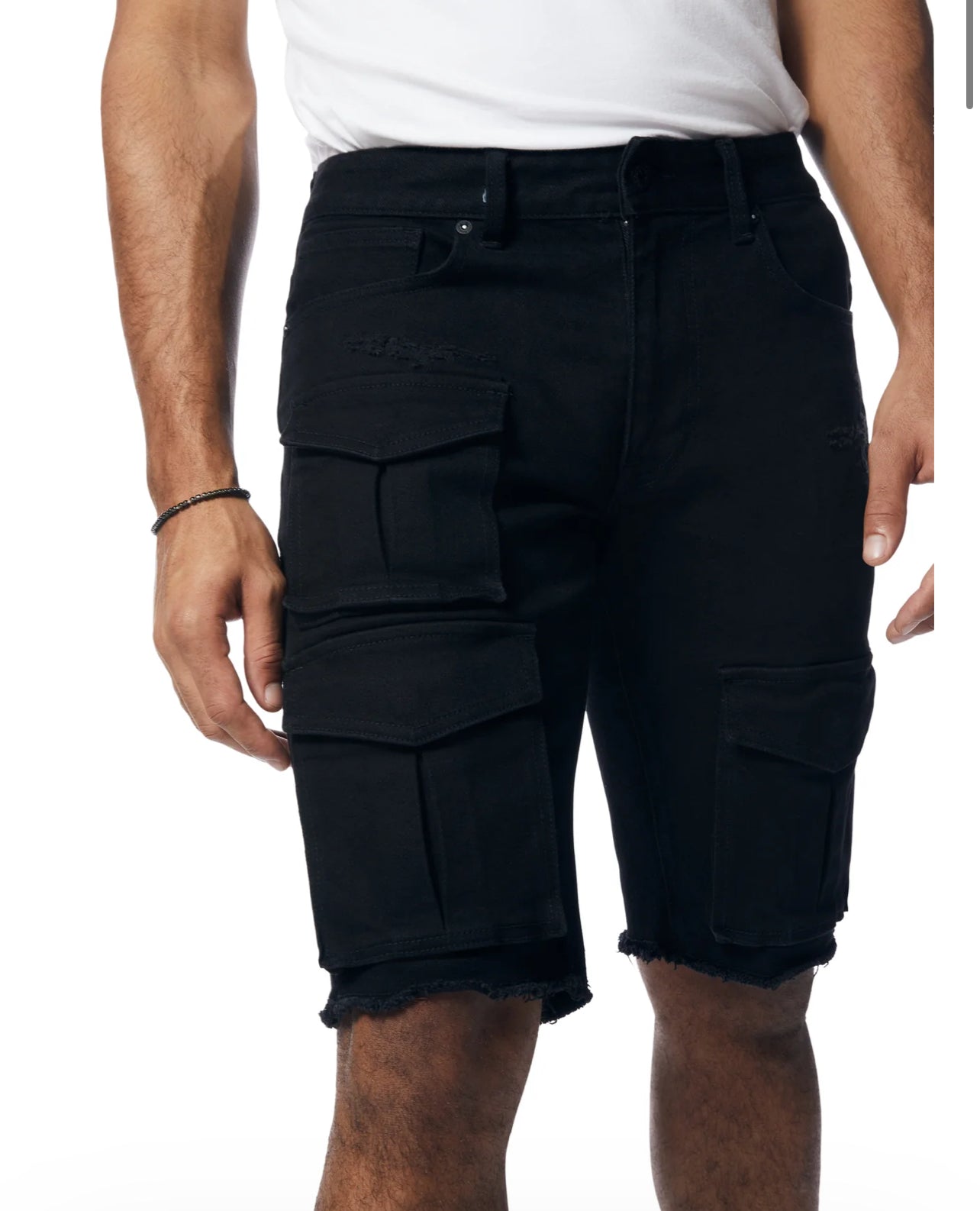 SMOKE RISE JET BLACK CARGO SHORTS 131