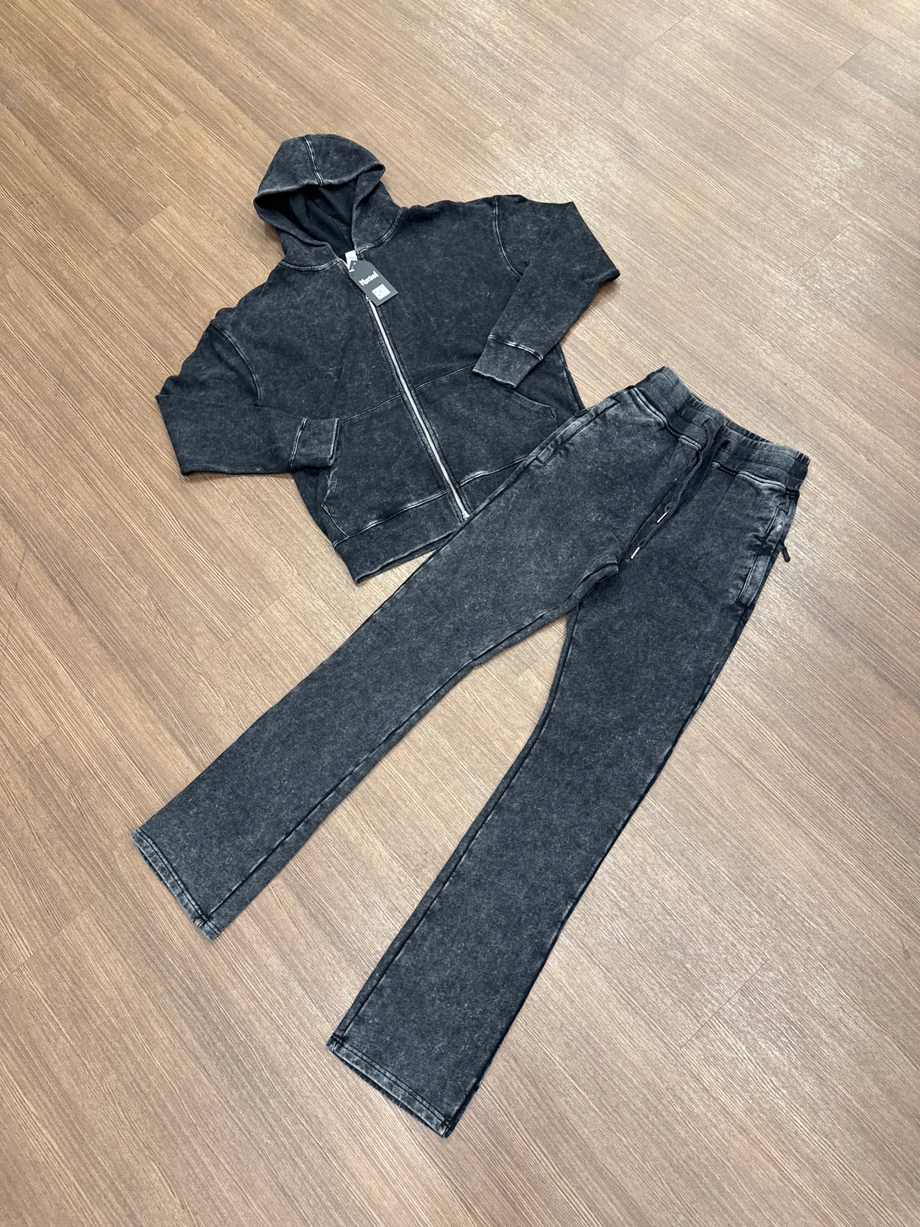 Mineral Wash Stacked Sweat Suit