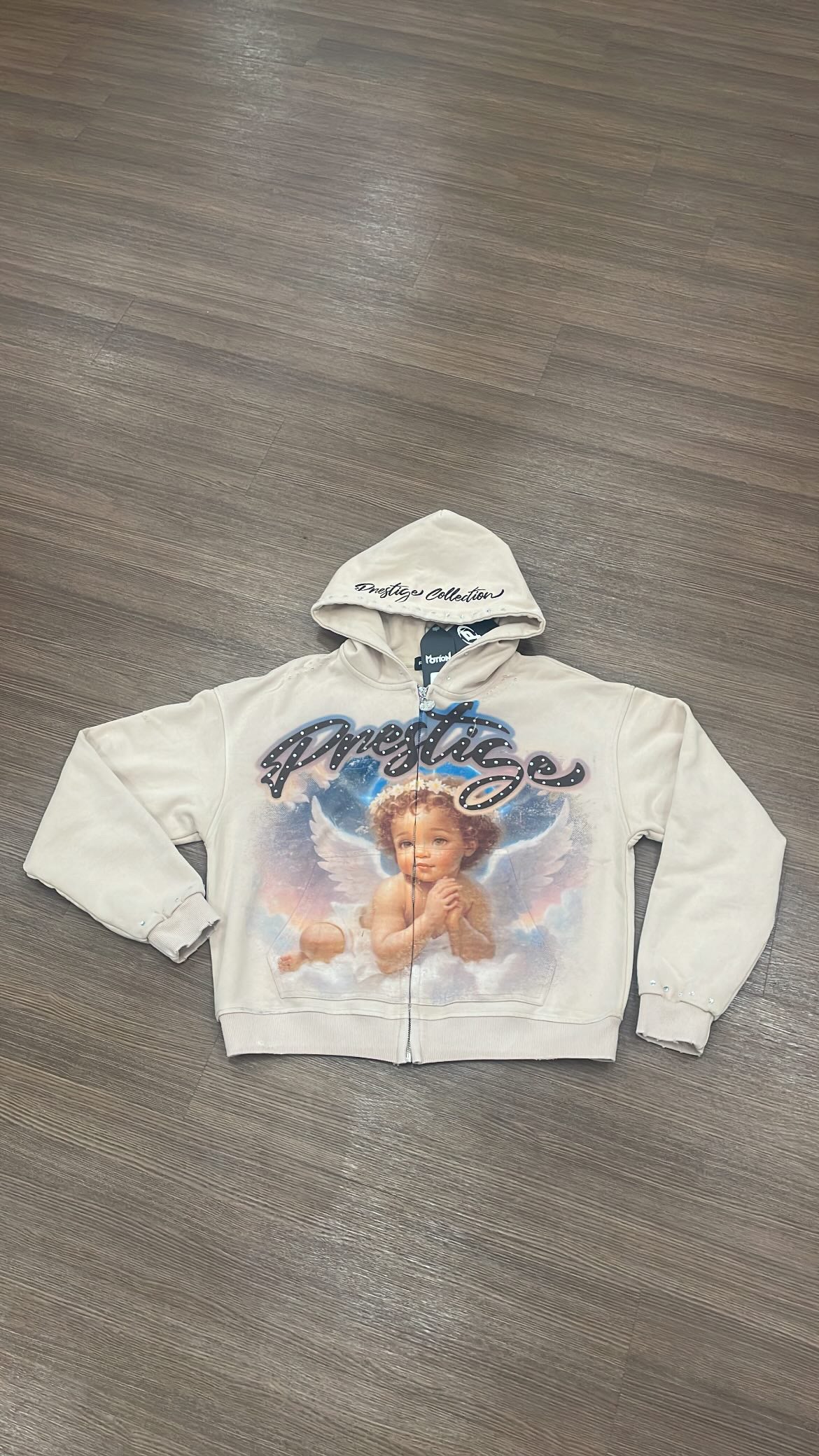 Angel Hoodie Cream Zip Up