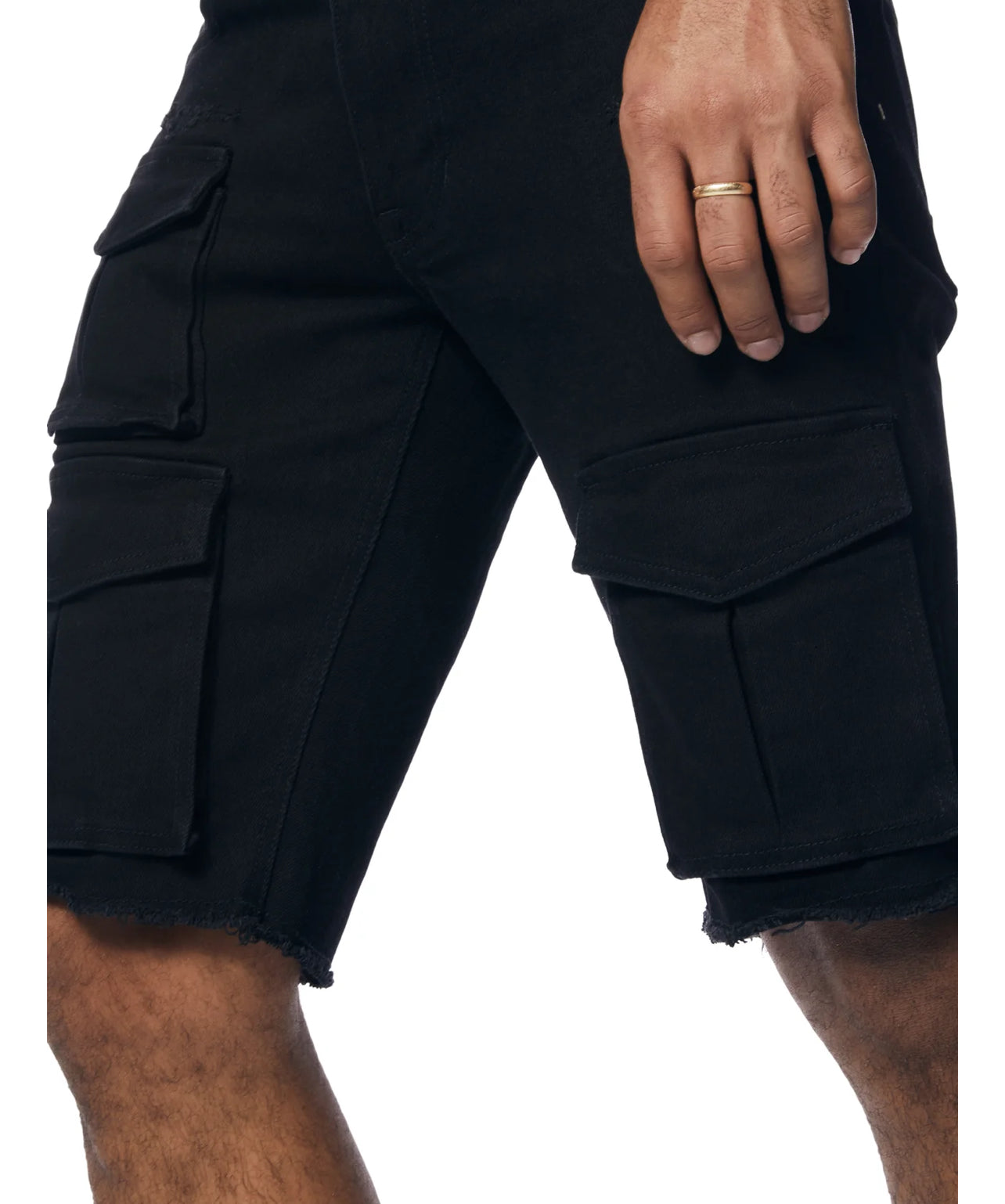 SMOKE RISE JET BLACK CARGO SHORTS 131