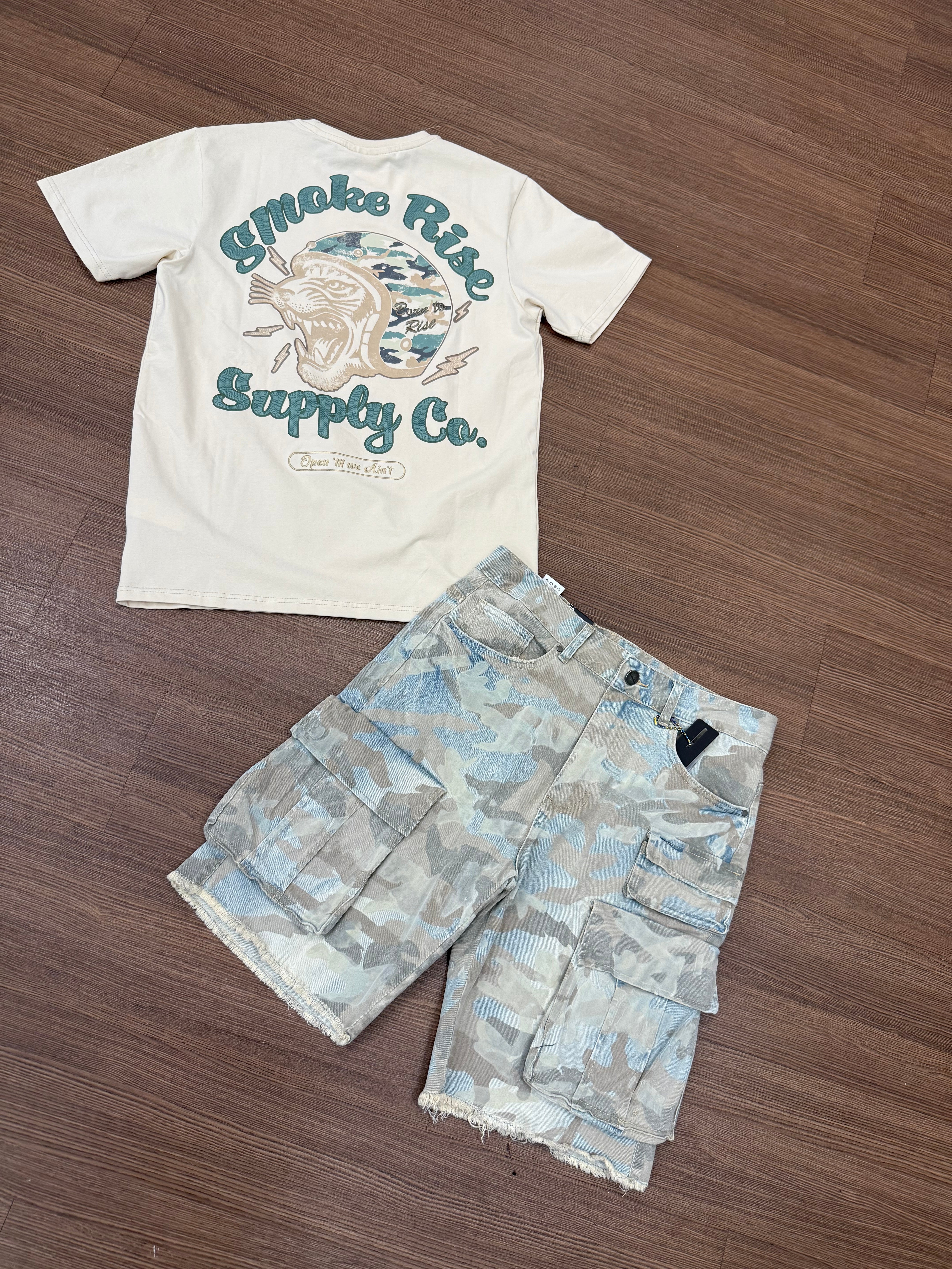 CAMO FLOCKED SHORTS