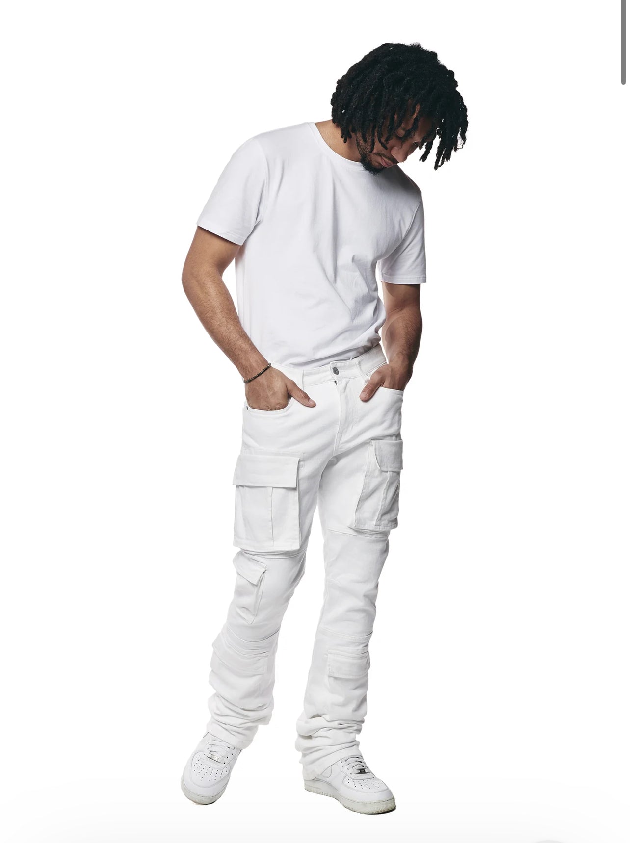 SMOKE RISE STACKED FLARE FIT WHITE 143