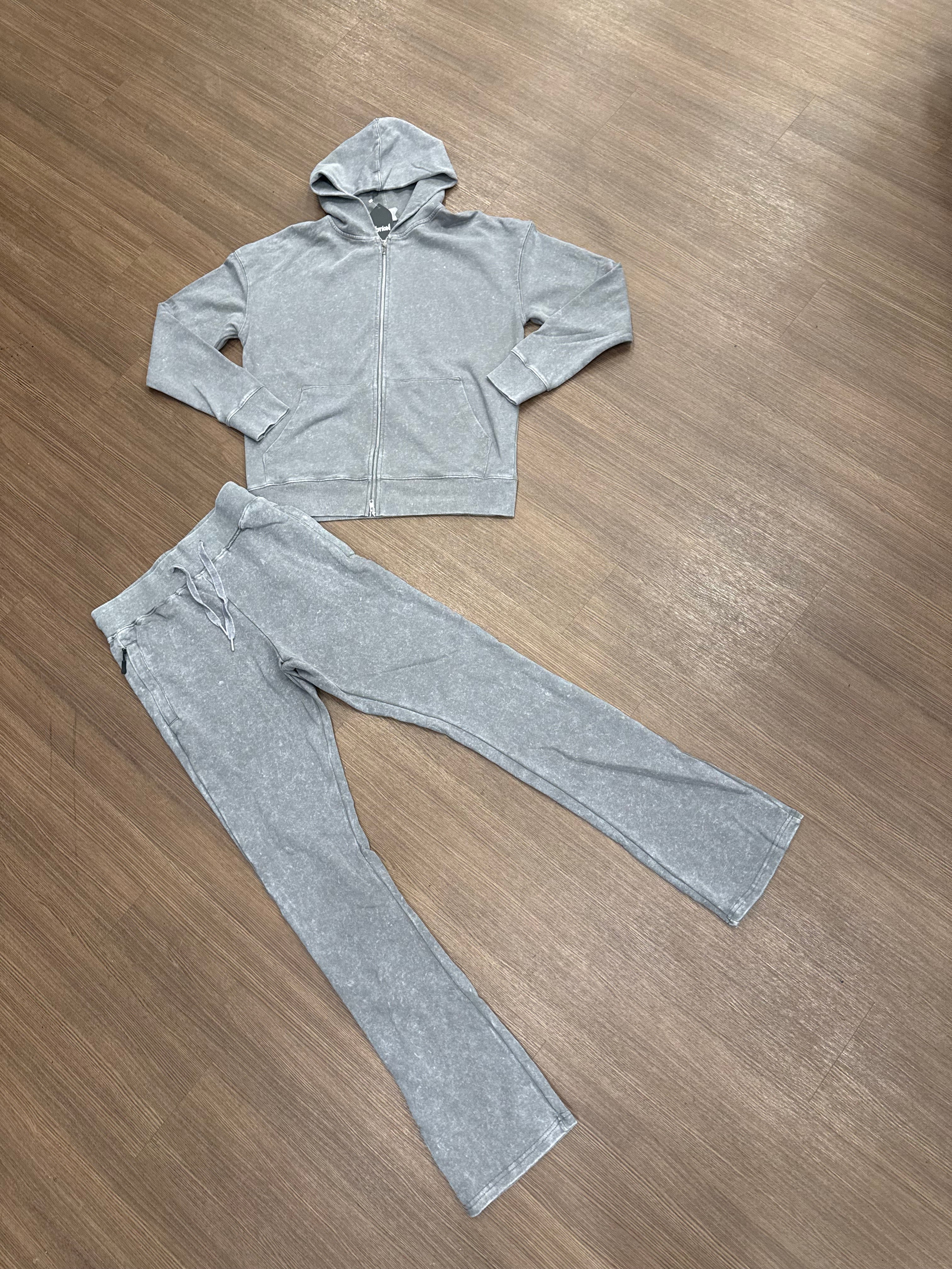 Mineral Wash Stacked Sweat Suit