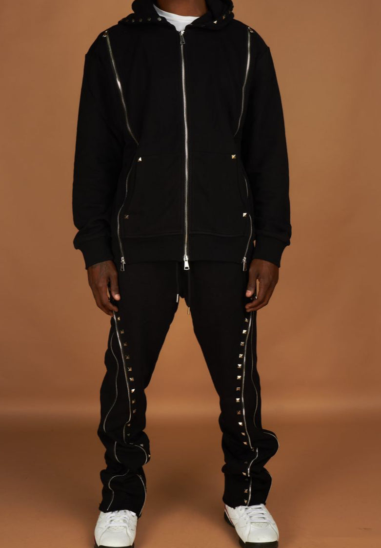 Rivet Black Zip Hoodie