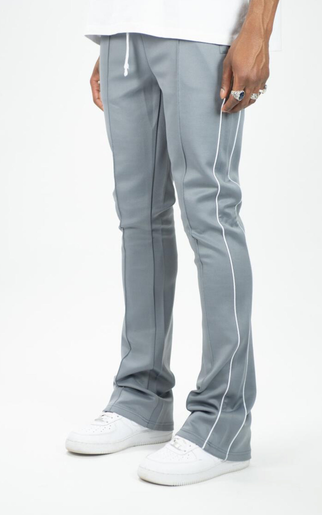 TRACK STACKED PANTS GREY