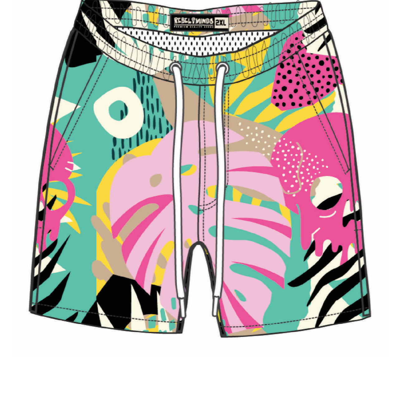 REBEL TROPICAL BOARD SHORTS PINK 977