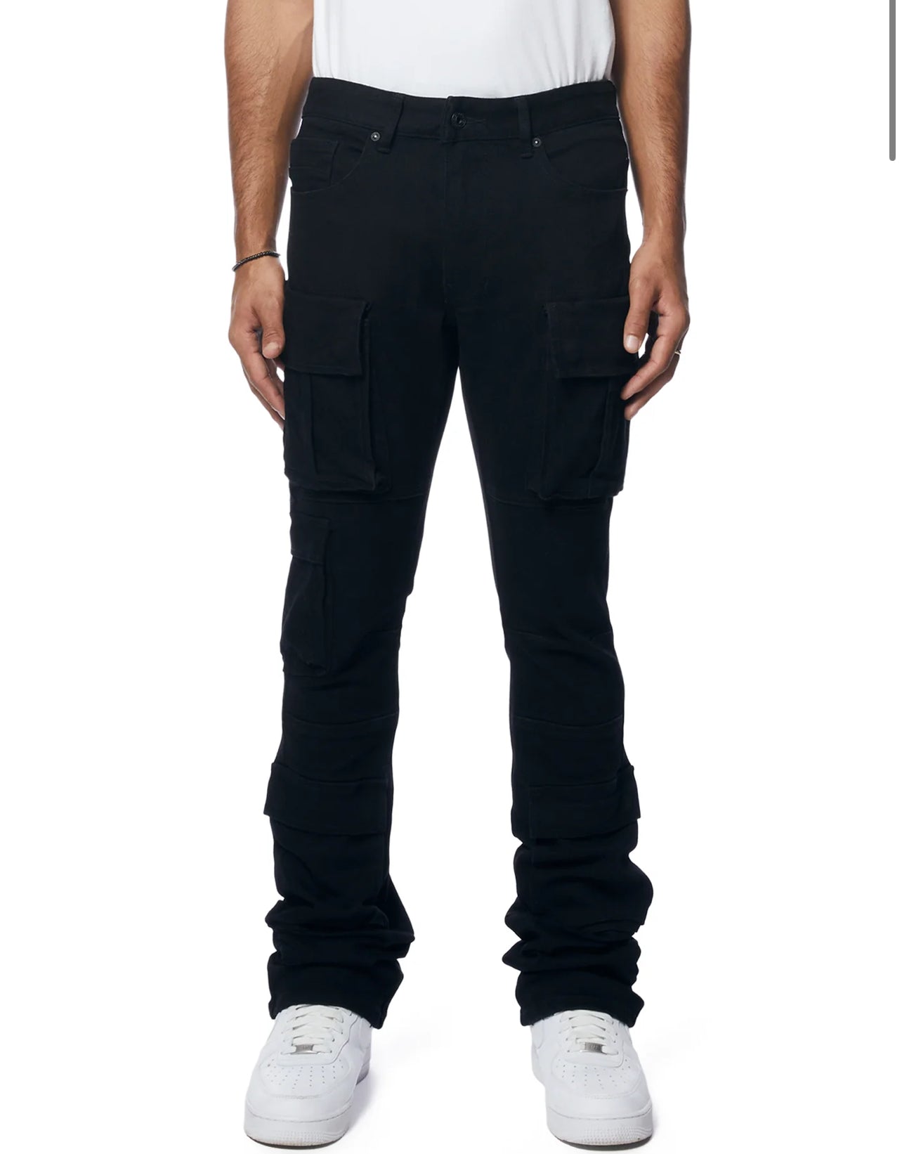 SMOKE RISE UTILITY MULTI CARGO JET BLACK JEANS 143