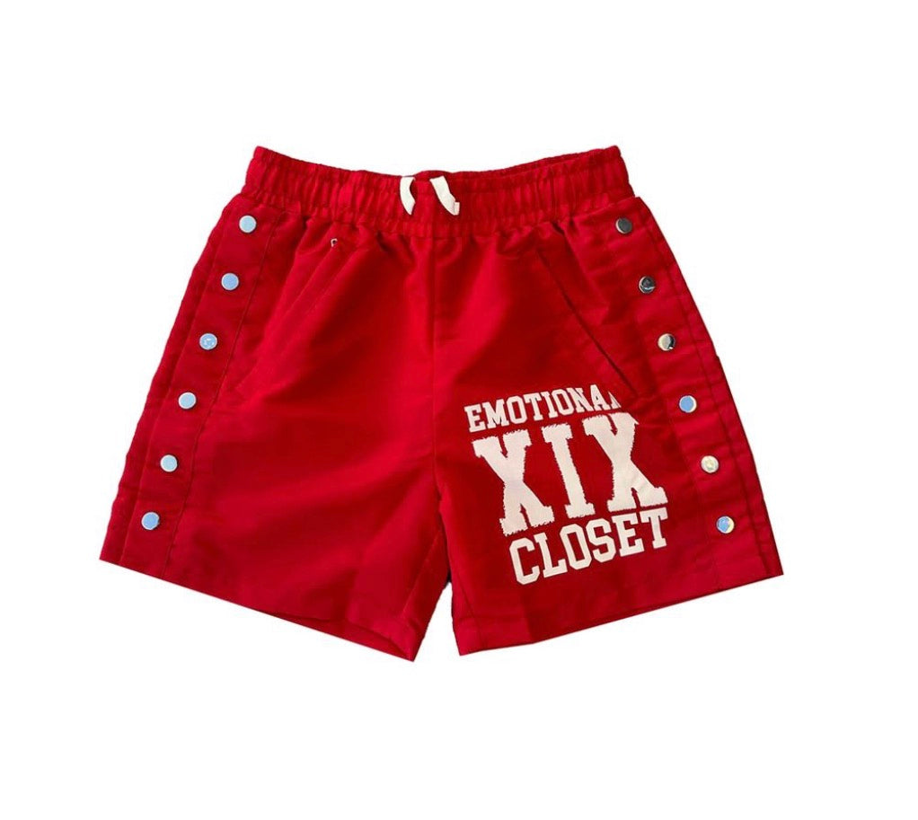Red “Backyard” Nylon Shorts