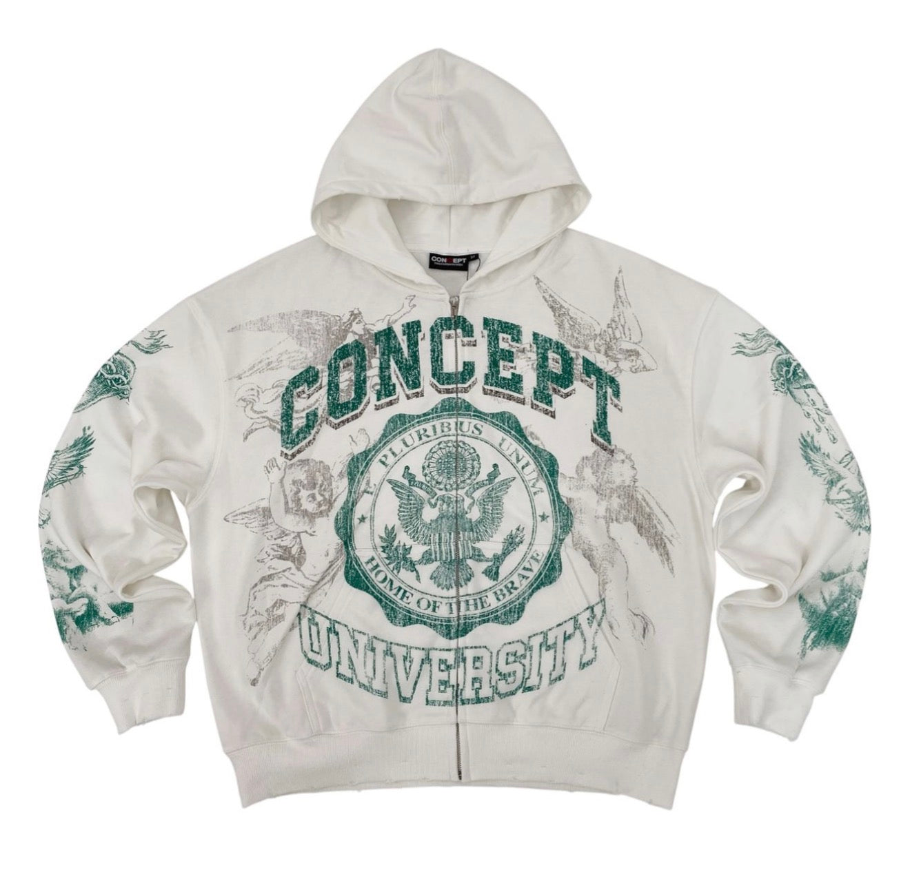 "University" Zip Up White