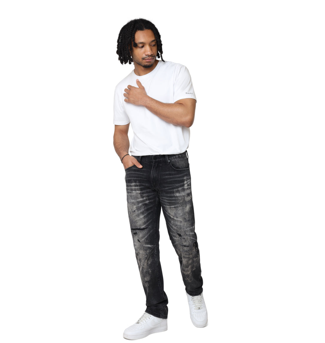VINTAGE WASHED BLK JEANS